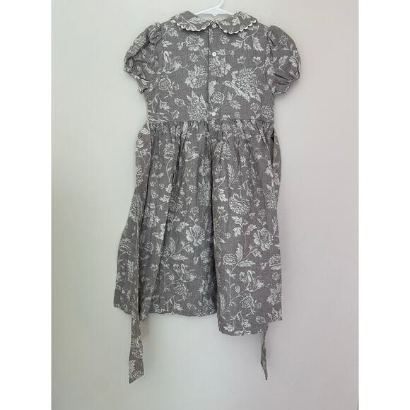 Edgehill Collection Gray White 100% Cotton Preppy Smocked Dress 6X Girls EUC - Picture 5 of 7